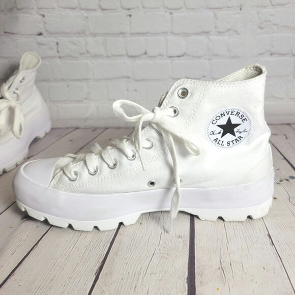 Converse Chuck Taylor All Star Lugged High White Platform Shoes Womens Size 11 - Picture 4 of 9